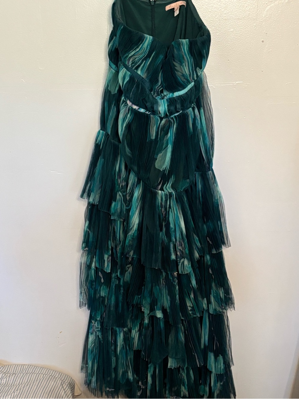 Hutch Emerald & Teal Tiered Ruffle Maxi Dress